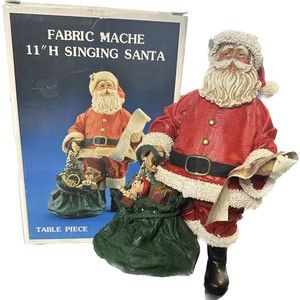 Kurt Adler Vintage Singing Santa 11" Figure Santa Claus in box  Fabric Mache